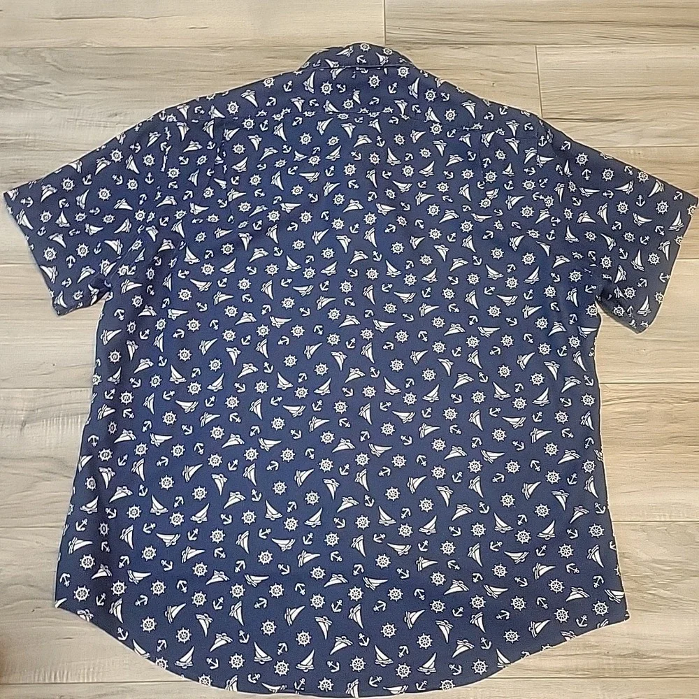 Polo Ralph Lauren Shirt Adult Large Blue Allover Print Boat Anchor‎ Flesh Pony
